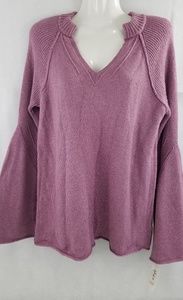 Style & Co Split Neck Bell Sweater Mauve S